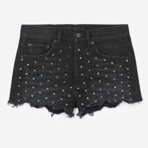 The Kooples Studded Denim Mini Shorts